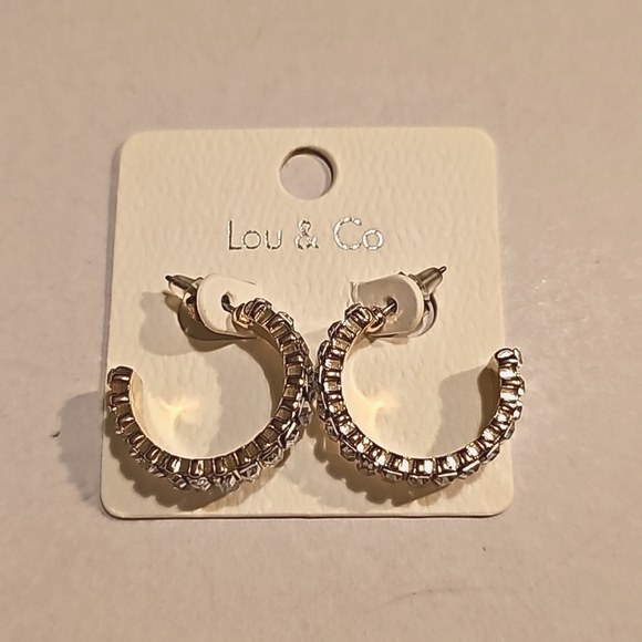 LOU & CO NWT gold and silver stone hoop earrings - Picture 4 of 9